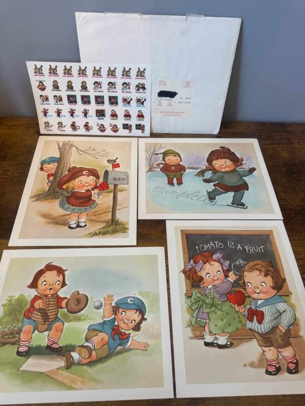 Vintage Campbell’s Kids Prints Lot Of 4 W Stickers Sheet Envelope Set